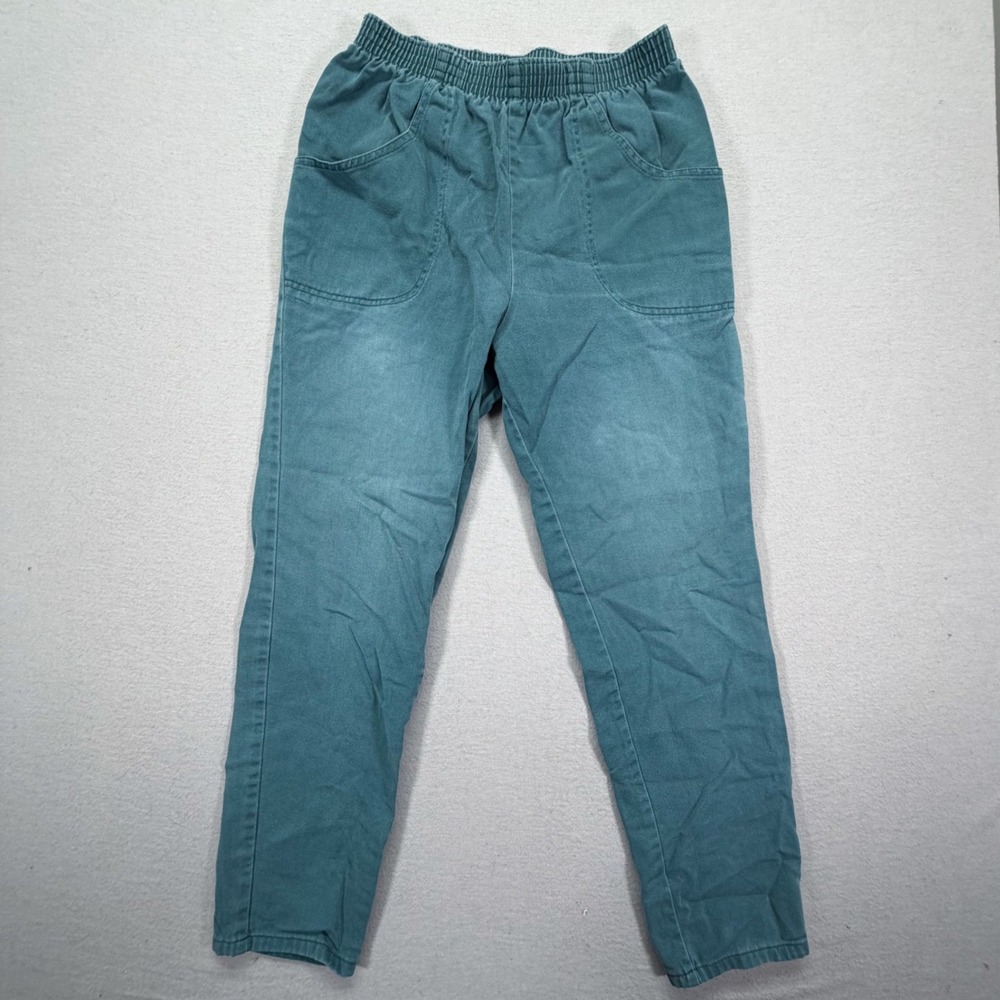 Cascade Blue‎ Womens Pants Relaxed Teal Vintage High Waist Elastic 10 Average